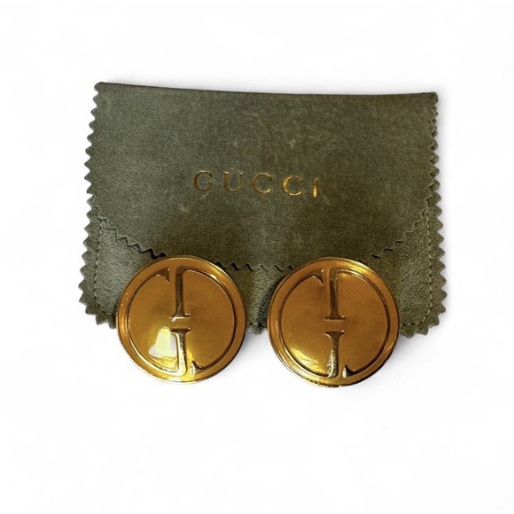 Gucci Jewelry - GUCCI Earrings Vintage GG Logo Clip On 1992 Gold Coin